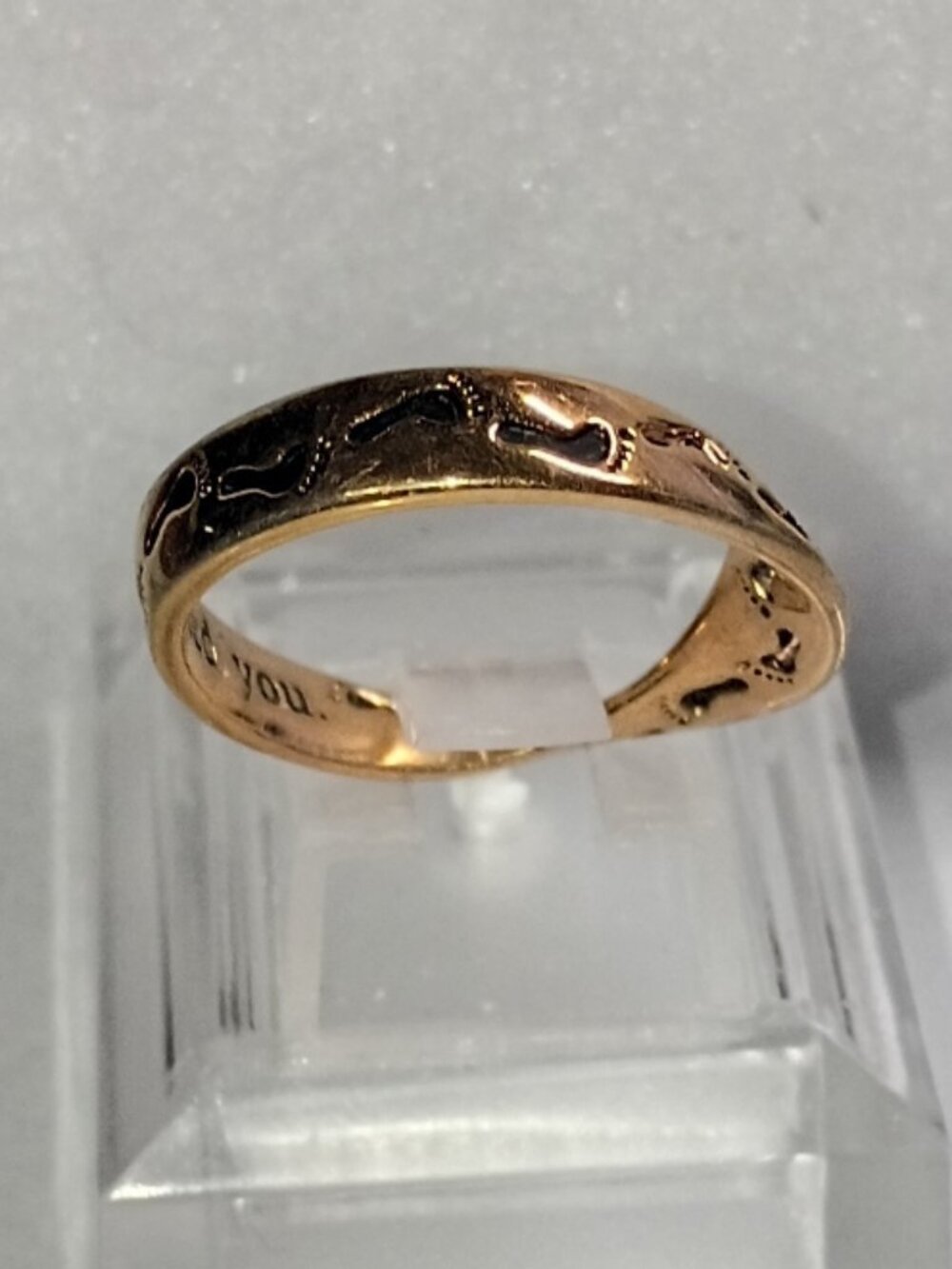 Vintage Footprints in the Sand Inspirational Ring